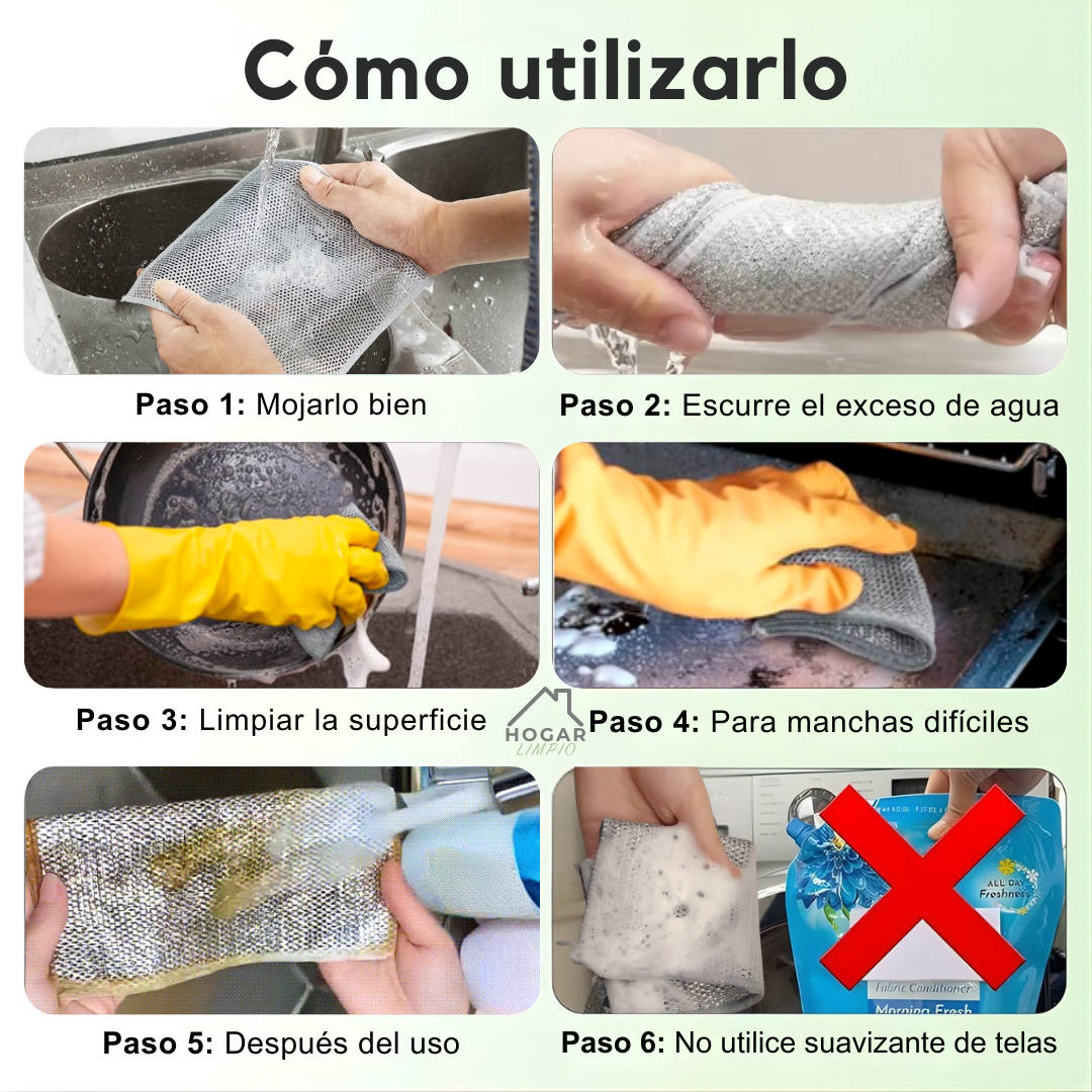 Paño Limpieza De Cocina Alambre Sin Rayaduras X5